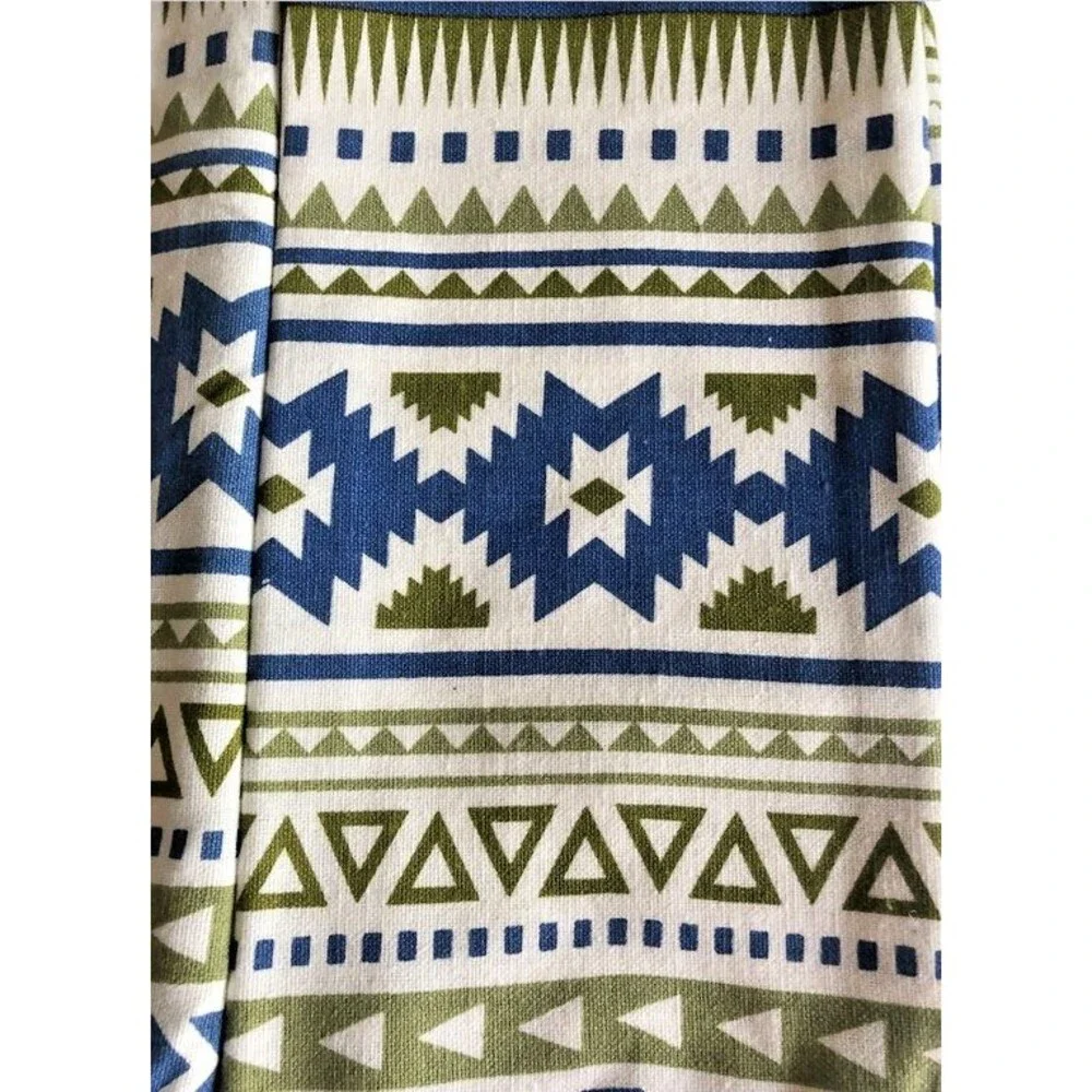 Southwest Kitchen Dish Tea Towels Tasseled Blue Navajo Native American Set Of 2
